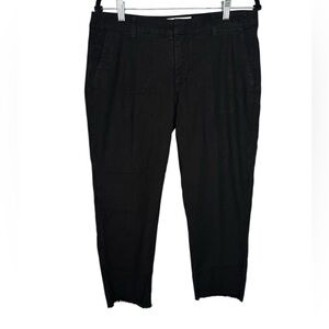 Frank and Eileen Cropped Cotton Flax Chino Raw Hem Pants Size 8 Black